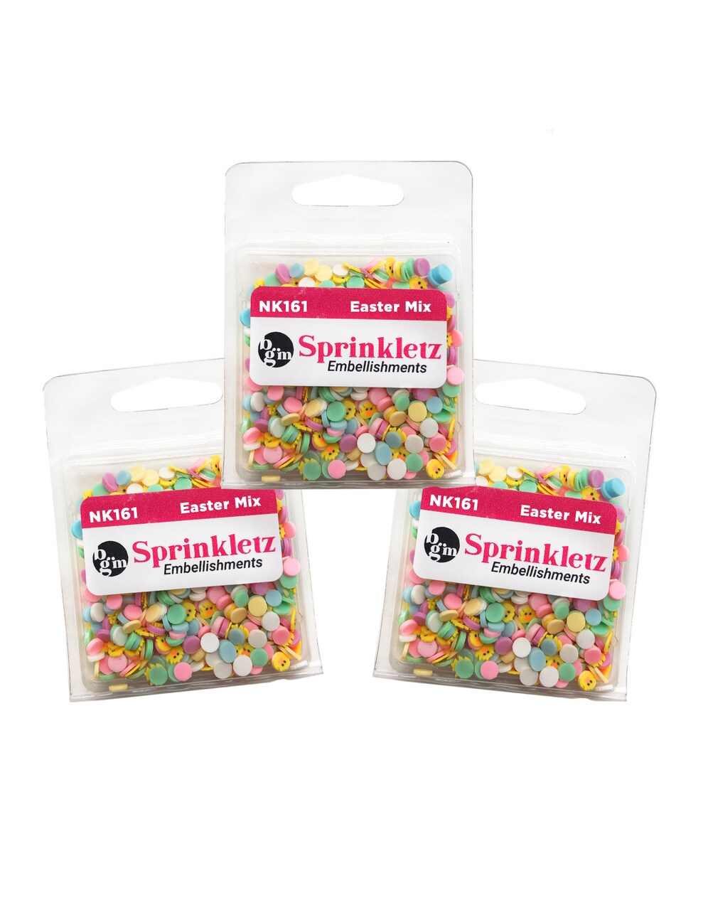Buttons Galore Sprinkletz Embellishments for Crafts, Tiny Polymer Clay Shapes & Unique Designs - Easter Mix- 3 Pack